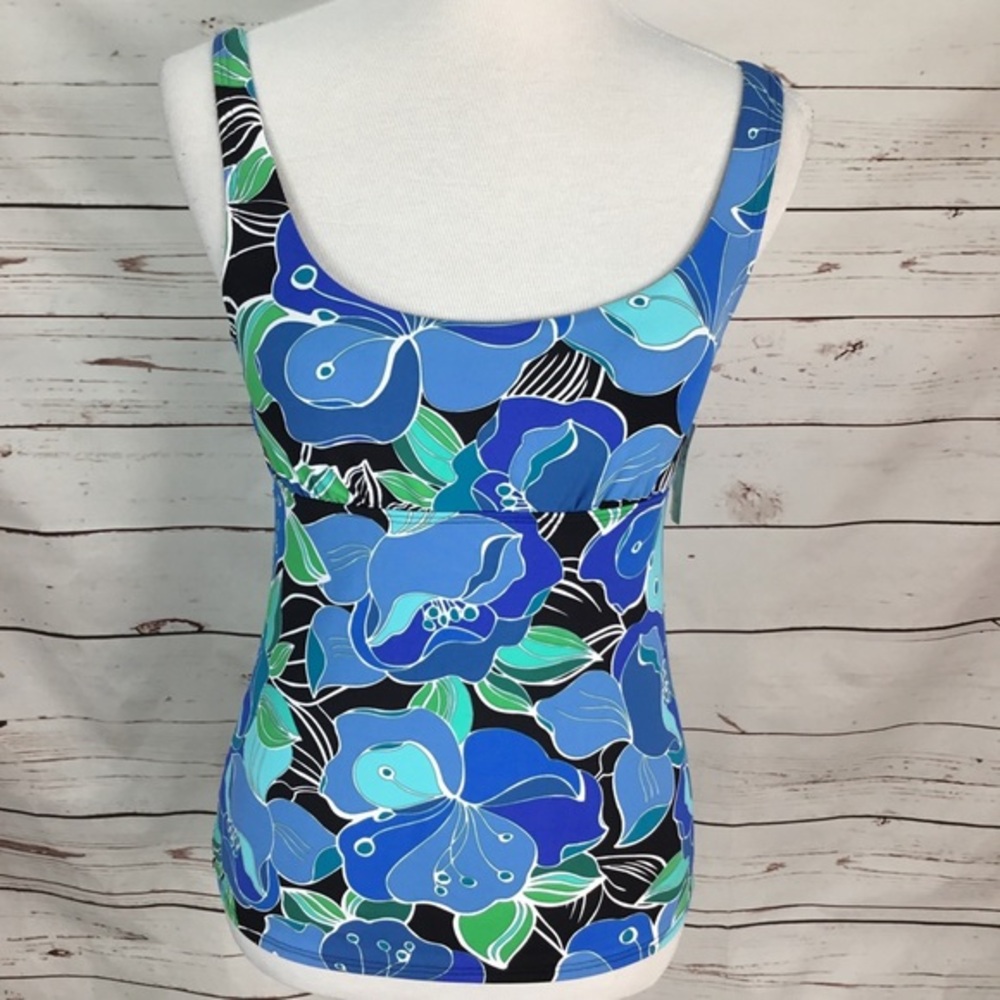 NWT Lands’ End Tankini UPF 50 Deco Blue/Green